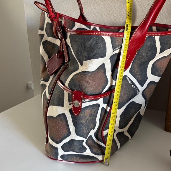 Dooney & Bourke Brown and Red Giraffe Print Tote - Picture 7 of 8